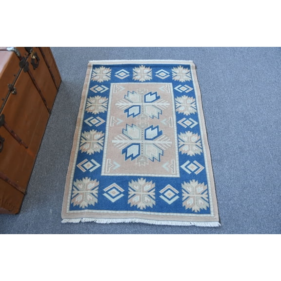 Vintage Rug, Orange Moroccan Rugs, Rugs For Wall Hanging, Turkish Rug, Anatolian Rug, 2.6x3.9 ft Small Rug, Ethnic Nursery Rugs