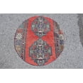 thumbnail image 1 of Vintage Rug, Small Rug, Turkish Rug, Round Rug, Home Decor Carpet, 37x40 inches Red Rug, Wool Entry Rugs, Office Rug, Little Rug, 10016, 1 of 10
