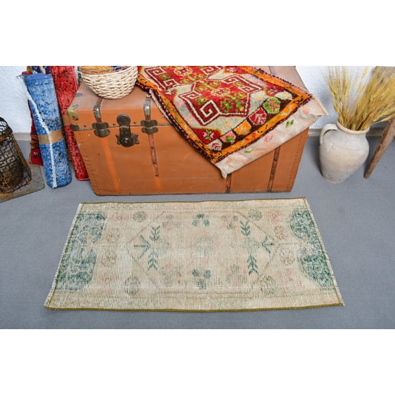 Vintage Rug, Small Rugs, Turkish Rug, Antique Rugs, Rugs For Bathroom, 1.8x3.6 ft Beige Rug, Entry Rug, Floor Rug, Housewarming Gift, 13407