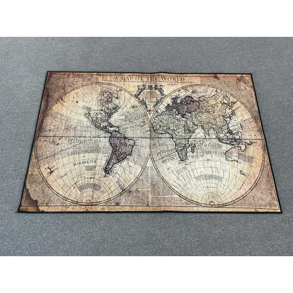 Vintage Rug, Soft Rug, Vintage World Map Rug, Large Rug, Old World Map Rug, Map Rug, Non-Slip Carpet Rug, Pattern Rug, Brown Rug, 2'x3' - 60x90 cm