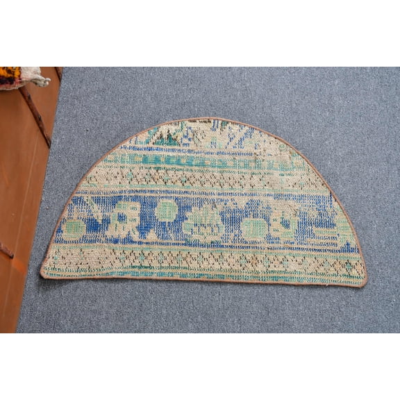 Vintage Rug, Turkish Rug, , 2.5x1.5 ft Small Rugs, Round Rug, Rugs For Nursery, Oushak Rugs, Beige Oriental Rug, Aztec Door Mat Rug