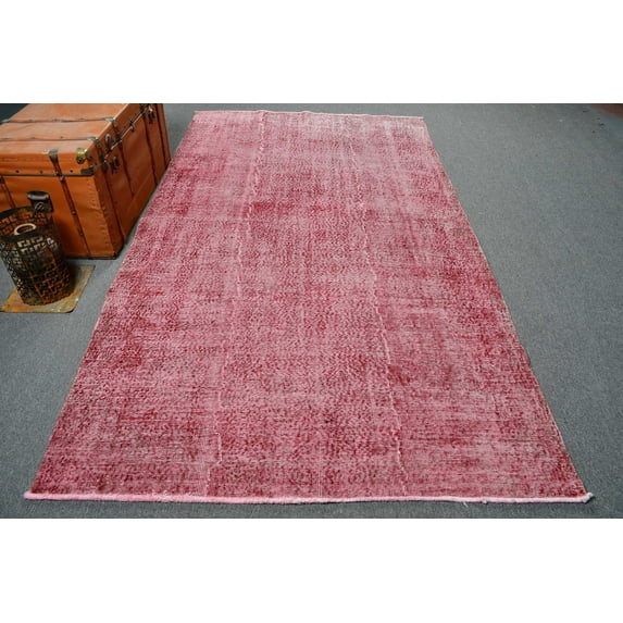 Vintage Rug, Turkish Rug, 5.2x9.1 ft Large Rugs, Anatolian Rugs, Rugs For Living Room, Red Kitchen Rug, Overdyed Wool Rug,