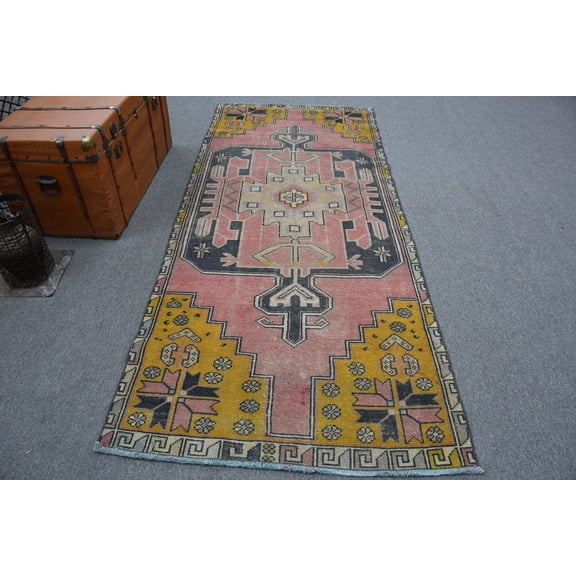 Vintage Rug, Turkish Rug, Area Rug, Antique Carpet, 46x107 inches Red Rug, Handwoven Floor Rugs, Handmade Bedroom Carpet, 11771