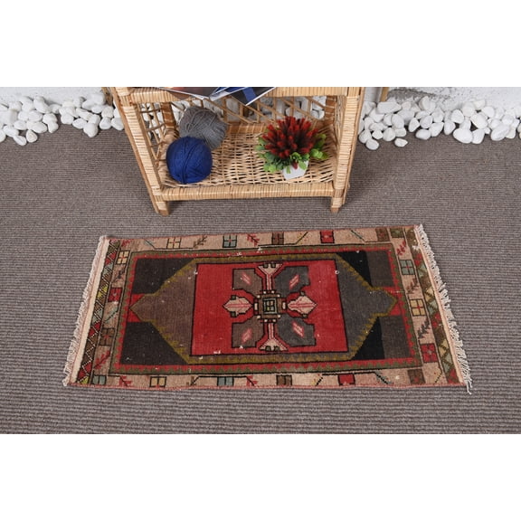 Vintage Rug, Turkish Rug, Cool Rugs, Colorful Rugs, 1.3x2.7 ft Small Rug