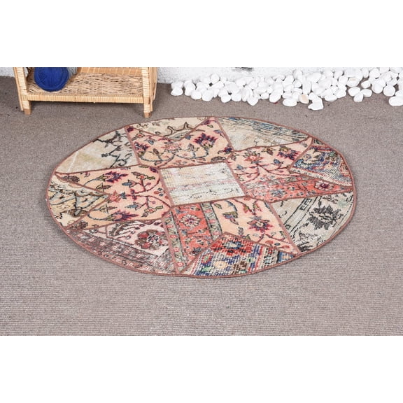 Vintage Rug, Turkish Rugs, Oushak Rug, 3.3x3.4 ft Small Rugs, Wool Rugs