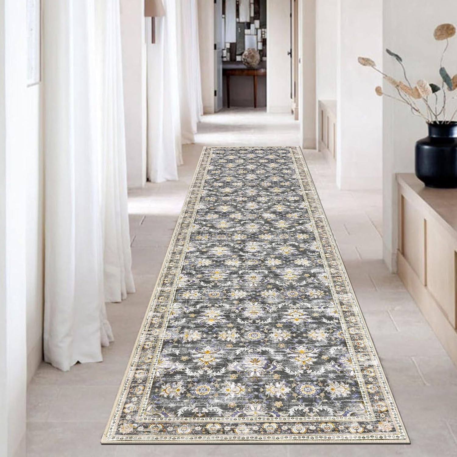 MJIAexp 2'x8' Boho Floral Kitchen Runner Rug Machine Washable Runner