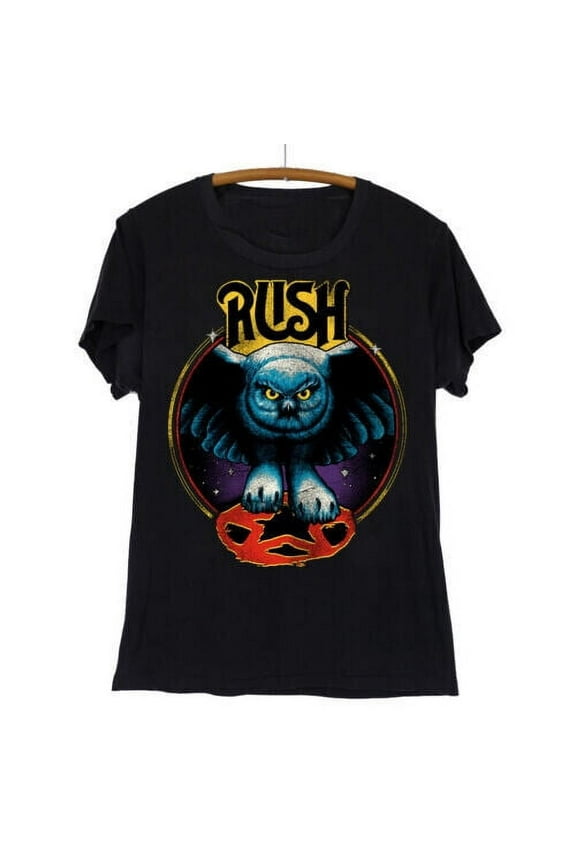Vintage Rush Band Black T-Shirt Gift Fans Rock Music All Size
