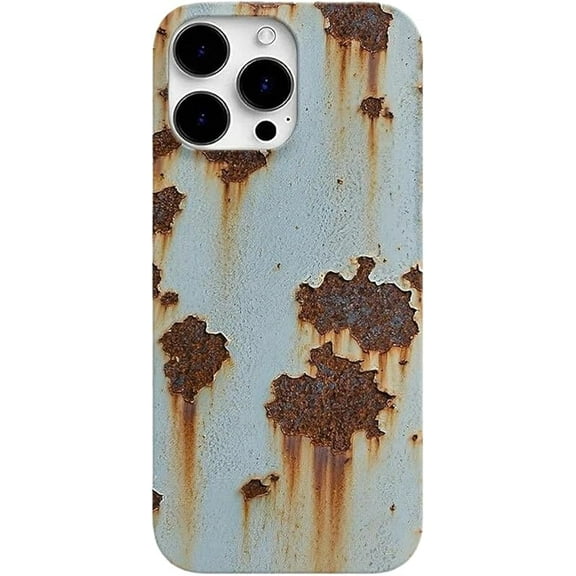 Vintage Rust Look Phone Case Compatible with iPhone 16/15/14/13/12/11 ProMax, Rusty Imitation Phone Cover, Creative Industrial Iron Inspired Shockproof TPU Case (iPhone16 Pro,Rust)