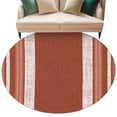 thumbnail image 1 of Vintage Rust Red Striped Round Rug 8ft Washable Circle Rugs Non Slip Farmhouse Modern Stripes Boho Large Area Rug Indoor Floor Carpet for Bedroom Kitchen Living Room Home Office Dining Room Nursery, 1 of 9