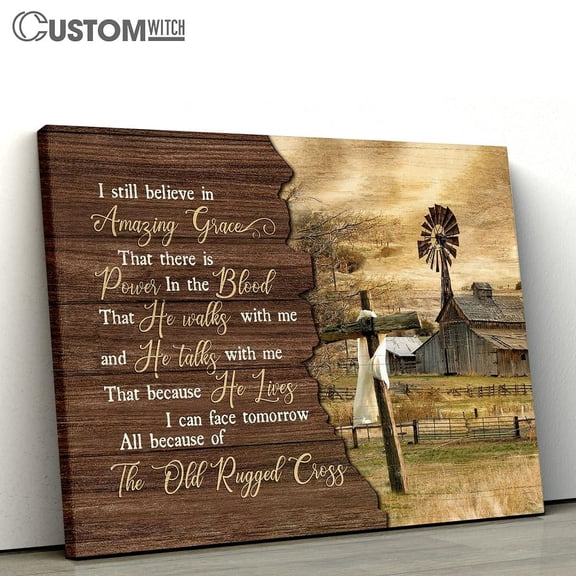 Vintage Rustic Amazing Grace Christian Scripture Print Framed Canvas Wall Art, Home Decor for Office Living Room Bedroom, Inspirational Religious Wall Decor Gift