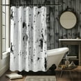 Vintage Rustic Black and White Shower Curtain with Birch Wood Texture