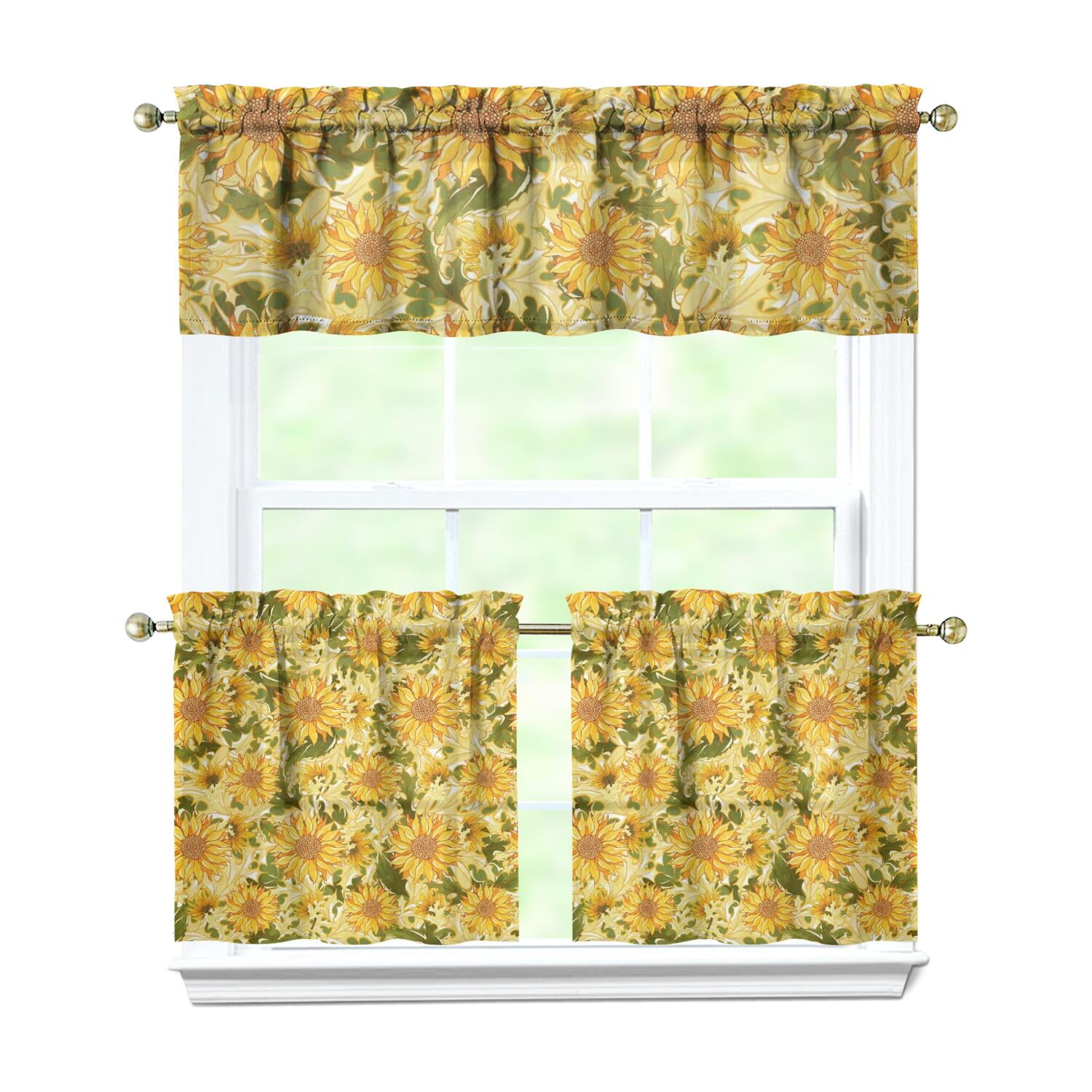Vintage Rustic Bloom Curtains 24 Inch - 3 Panel Country Bohemian Set ...