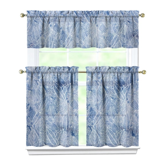 Vintage Rustic Bloom Curtains 36 Inch - 3 Panel Country Bohemian Set with Wildflowers, Rod Pocket Kitchen Window Drapes for Farmhouse Decor