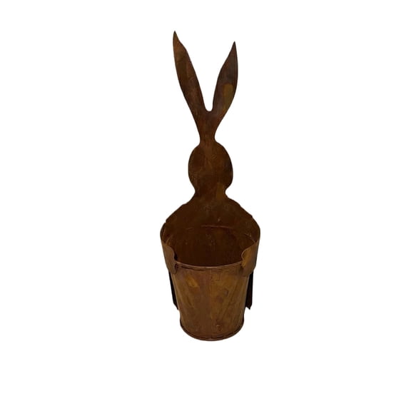 Vintage Rustic Bunny Planter, Rustic Metal Rabbit Flower Pot, Vintage Rustic Bunny Heart Planter, Rustic Metal Rabbit Flower Pot, Easter & Spring Home Decor Accent for Garden & Indoor Use, Rusty