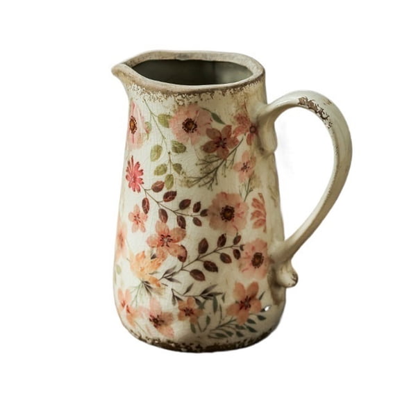 Vintage Rustic Ceramic Pitcher Vase Decor Hydroponic Fresh Flowers Dried Artificial Flowers