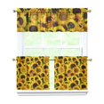 thumbnail image 1 of Vintage Rustic Curtains 24 Inch - 3 Panel Bohemian Floral Farmhouse Set with Wildflowers, Rod Pocket Kitchen Window Drapes, 1 of 6