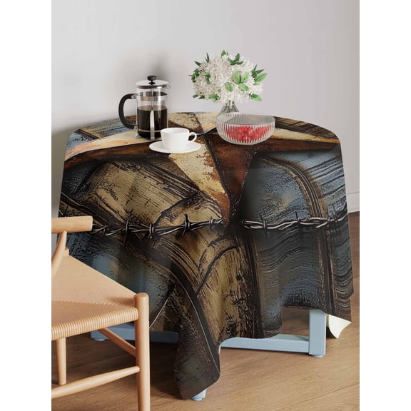 Vintage Rustic Dark Brown Wood Grain Table Cloth 54x54 Inch Square, Independence Day Waterproof Tablecloth Washable Table Cover for 250th Anniversary Party Picnic Dinner Decor