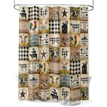 Vintage Rustic Farmhouse Plaid Shower Curtain, Farm Animals Barn Stars Bathroom Decor Curtains Set with Hooks, Waterproof Fabric Home Accessories， Stall 36 X 72 Inch