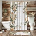 Vintage Rustic Floral Shower Curtain Set Farmhouse Style Bathroom Decor