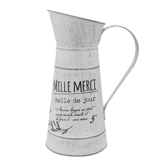 Vintage Rustic Metal French Primitive Tin Vase Farmhouse Flower Container