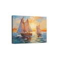 thumbnail image 1 of Vintage Rustic Sea Sailboat Pictures Wall Decor Beach Art Print Canvas Modern Ocean Oil Painting Decoration for Bedroom Room Living Room Retro Pictures10"x8" Mid Century Artwork, 1 of 1