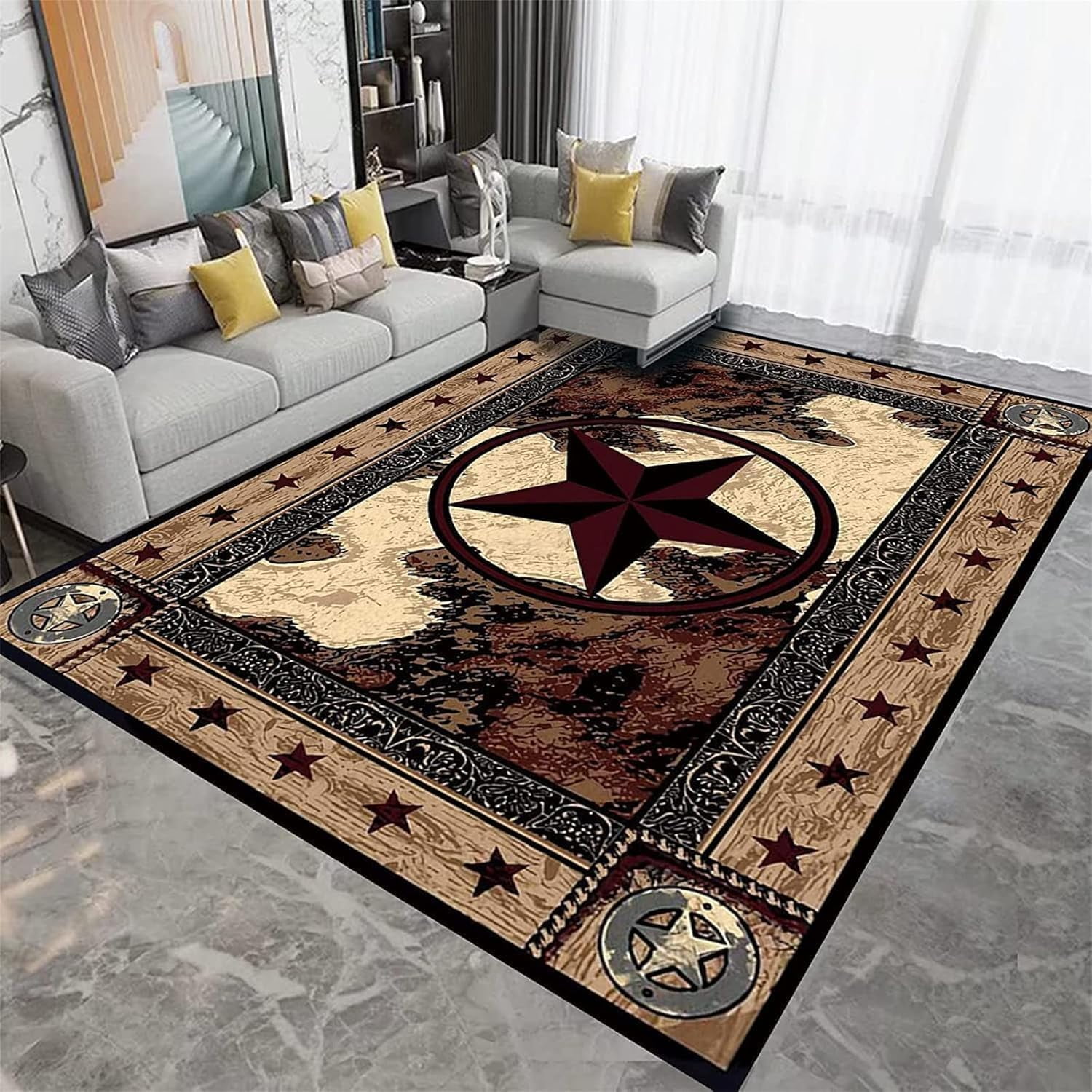 Vintage Rustic Star Area Rugs,3x4ft,Country Decor Rugs for Living Room ...