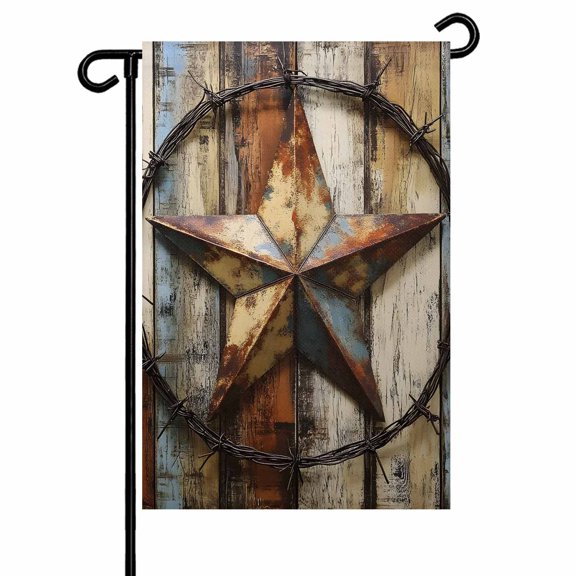 Vintage Rustic Styles Garden Flag 12x18 Inch Independence Day Wood Grain Double Sided Small Decorative Garden Flags for Outside, Outdoor Yard Porch Lawn Decoration