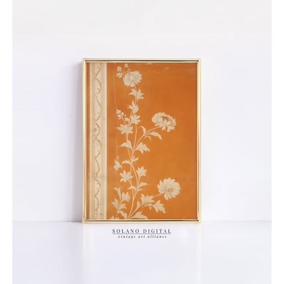 Vintage Rustic Textile Pattern Wall Art, Burnt Orange Autumn Print,, 112 Wall Art, Modern Wall Decor, 8x12 UNFRAMED