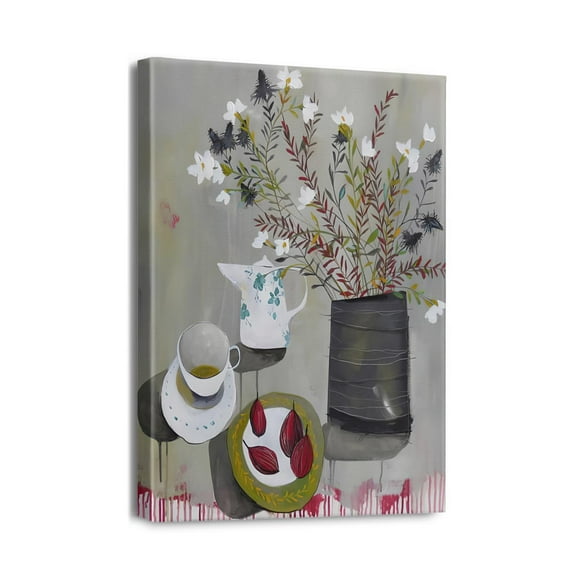 Vintage Rustic Things Neutral Framed Painting - Artistic Canvas Prints by Master Artist, 12x16.