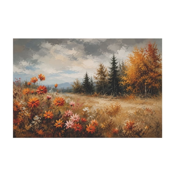 Vintage Rustic Wildflower Meadow Landscape Canvas Wall Art Farmhouse Decor For Living Room Bedroom Bathroom 16x24in