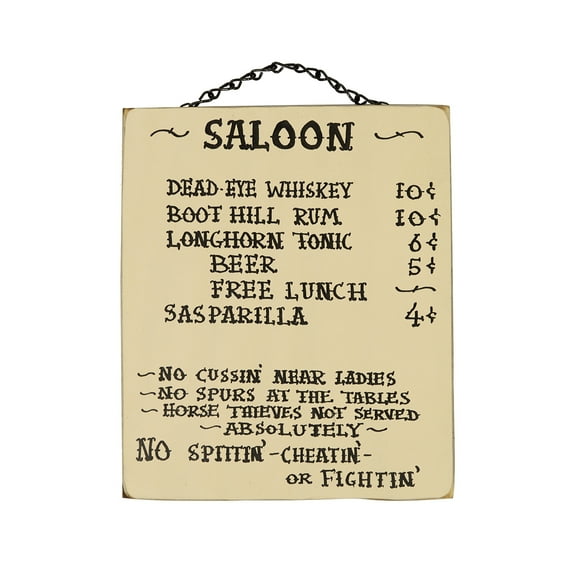 Vintage Rustic Wooden Saloon Menu Hanging Sign Western Bar Home Pub Man Cave Wall Decor