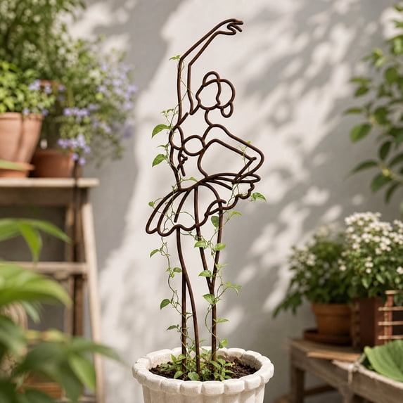 Vintage Rustics Climbing Vines Trellis, Human Figure Shaped Stainless Steel Climbing Plants Support, Stake Decorative Garden Trellis, for Potted Vines Houseplant Indoor Outdoor Decor