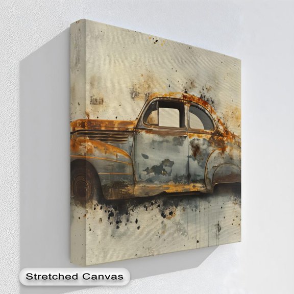 Vintage Rusty Car Art Art Industrial Garage Decor Natural