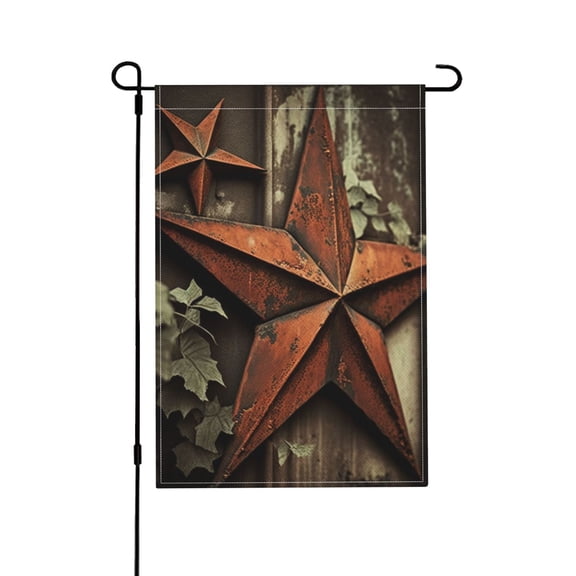 Vintage Rusty Stars Primitive Country Rustic Garden Flag Outdoor House Flags 12 X 18 Inch Banner Yard Home Decoration