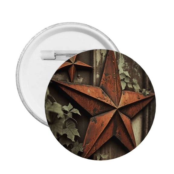 Vintage Rusty Stars Primitive Country Rustic Round Button Pin Badge 5PCS Pinback Buttons Lapel Pin for Jacket, Backpack, Hat, Party Favor, Gift