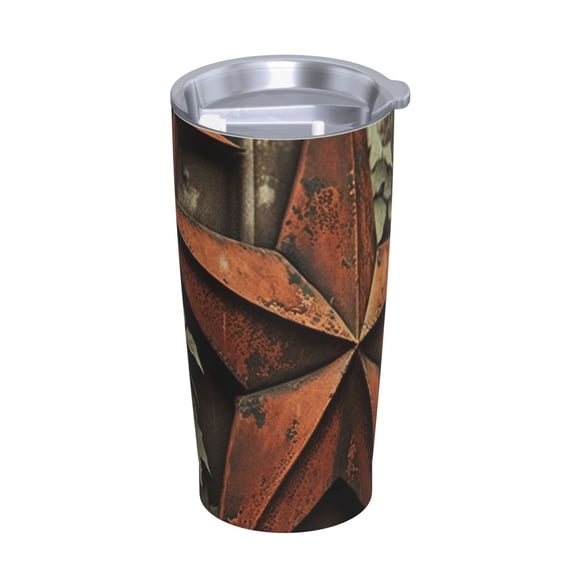 Vintage Rusty Stars Primitive Country Rustic Stainless Steel Tumbler with Lid and Straw 20oz Vacuum Insulated Travel Mug for Hot & Cold Drinks Coffee Wine Water Cup