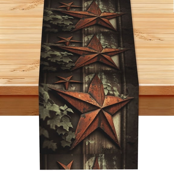 Vintage Rusty Stars Primitive Country Rustic Table Runner 13x72 Inch for Dining Table Kitchen Wedding Party Decor Fireplace Mantle