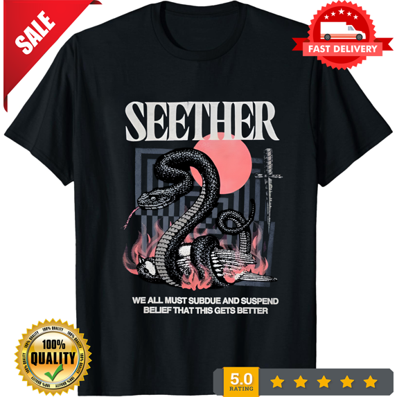 Vintage SEETHER Band Concert Tour Cotton Black Full Size Unisex Shirt AP364, LIMITED EDITION-TH67341