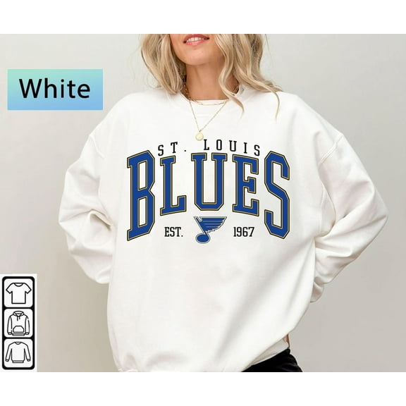 Vintage ST. Louis Hockey Sweatshirt, Retro Blues Ice Hockey Shirt,White Color,Size L