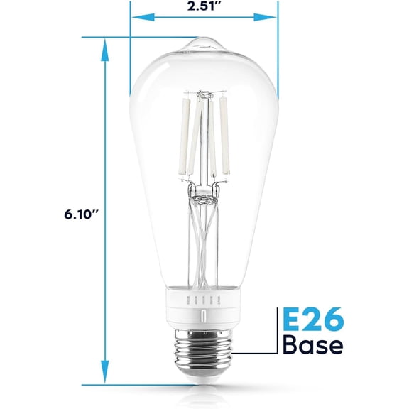 Vintage ST19 Light Bulb 60 Watt Equivalent, 5CCT 2700K 3000K 3500K 4000K 5000K, Dimmable, 500 Lumens, White Filament Edison Light Bulb 4.5W, Listed, E26 Base (6 Pack)