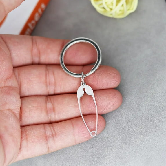 Vintage Safety Pin Metal Pendant Keychain for Women Men Punk Harajuku Cool Keyring Gift Hip Hop Stainless Steel Key Chain