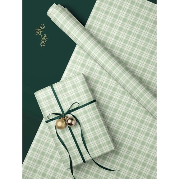 Vintage Sage Green Christmas Wrapping Paper Roll Cottagecore Christmas Wrapping Paper Roll Country Plaid Gift Wrapping Paper French Rustic Wrapping Paper