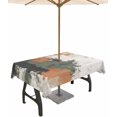 thumbnail image 1 of Vintage Sage Green Orange Outdoor Tablecloth - 60x84 Inch Rectangle Dining Table Cover, Modern Abstract Art Waterproof Outdoor Table Cloth with Umbrella Hole & Zipper for Picnic/Patio/Party, 1 of 1