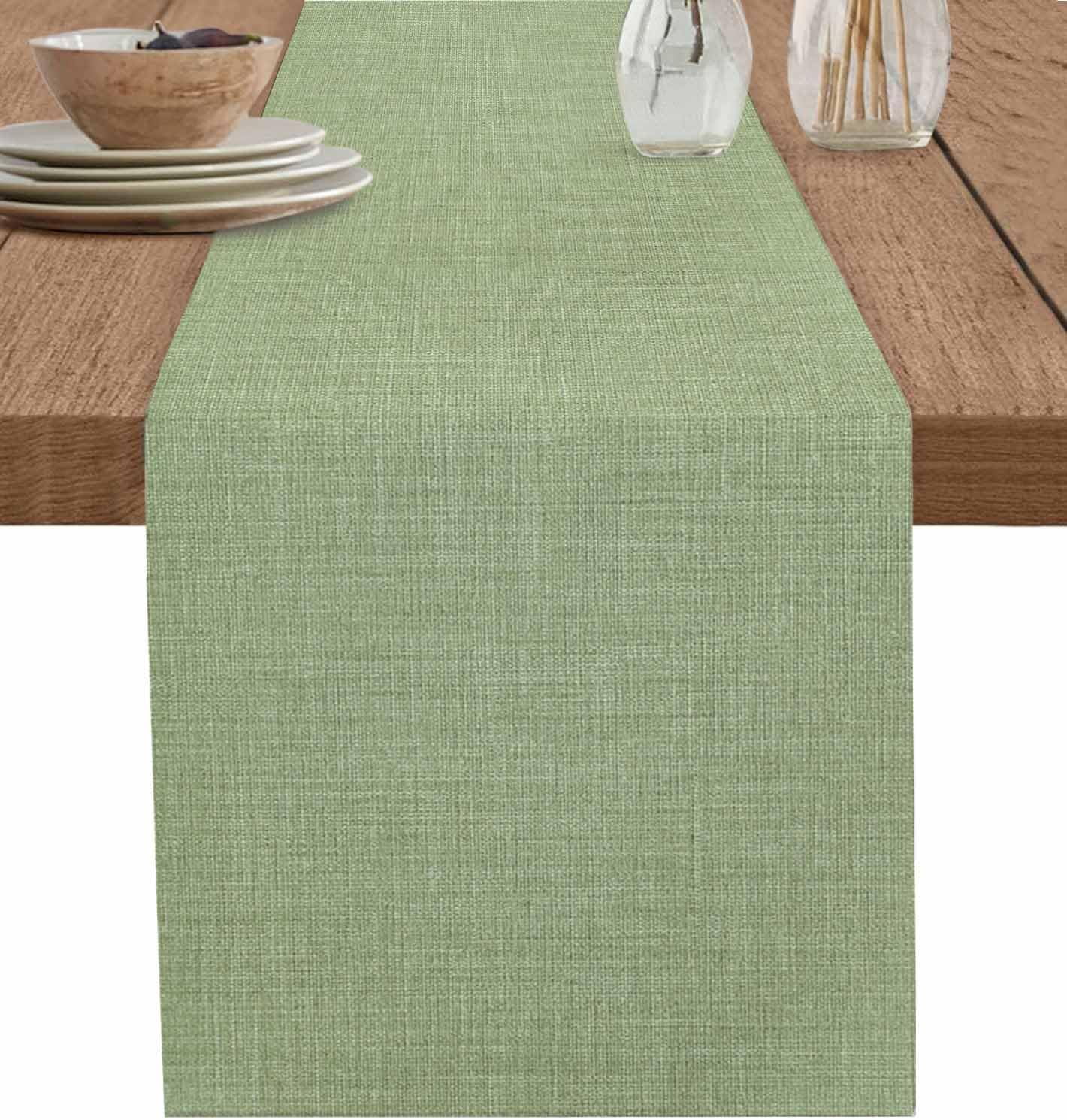 Vintage Sage Green Table Runner, Washable Cotton Linen Table Runners 71 ...