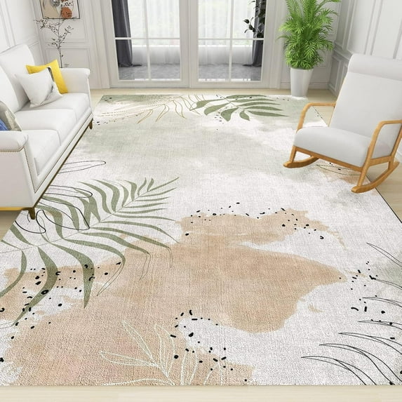 Vintage Sage Plant Area Rugs, Indoor Non-Slip Decorative Carpet, Machine Washable Breathable Durable Carpet for Front Entrance Floor Decor-5x7ft