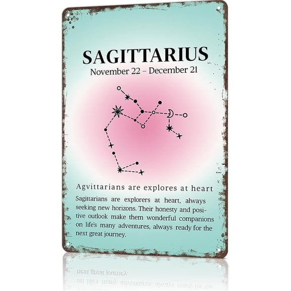 Vintage Sagittarius Constellation Metal Sign Wall Art Decor 8x12 Inch for Home Living Room Office Bar