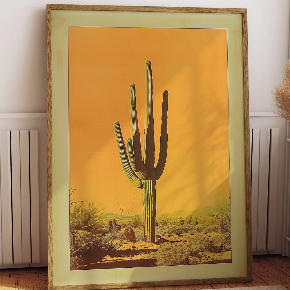 Vintage Saguaro Cactus Print, The Sonoran Desert Print Retro Outdoors ...
