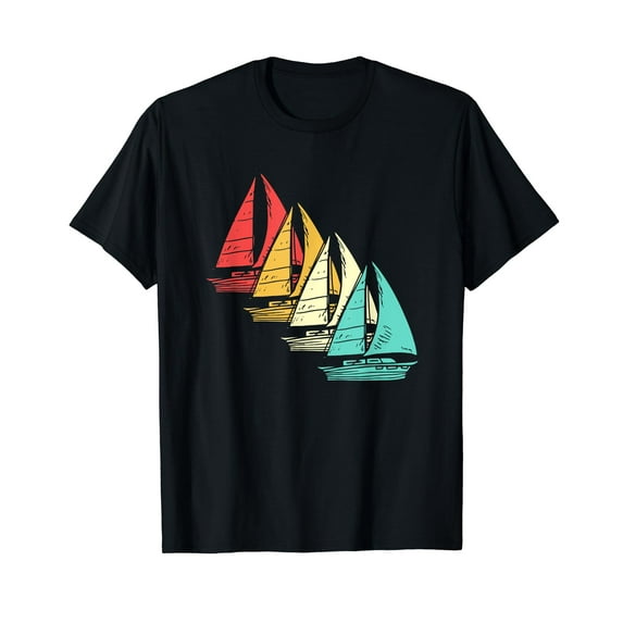 Vintage Sail Boats Retro Sailor Sailing Captain Lake Ship T-Shirt