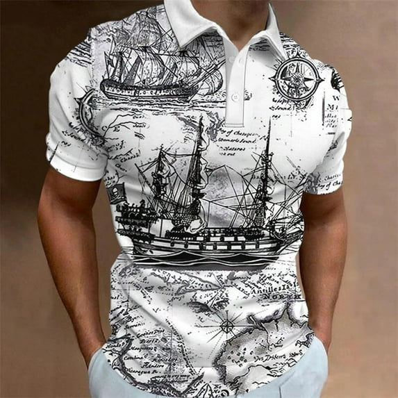 Vintage Sailboat 3D Printed Polo Shirts For Men Clothes Sailor Boat POLO Shirt Ship Male Streetwear Casual Short Sleeve Y2k Tops