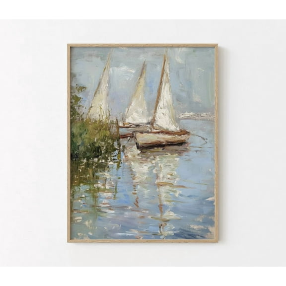 Vintage Sailboat Painting Lake House Wall Art, Nautical Art Print, Spl2 Wall Art, Modern Wall Decor, 8x12 UNFRAMED